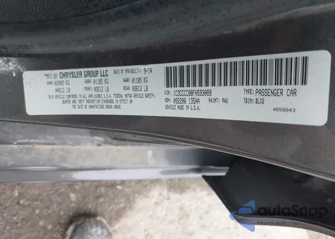 2015 Chrysler 200 C from USA, damaged, VIN 1C3CCCCB8FN593089